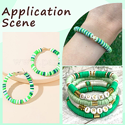 3 нить плоских круглых бусин из полимерной глины ручной работы&nbsp;CLAY-SC0001-69A