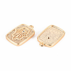 Латунные микропаве прозрачные подвески с фианитом&nbsp;KK-T062-136G-NF