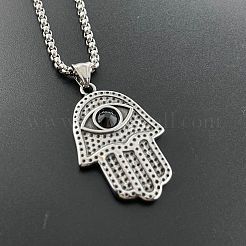 Ожерелья в стиле ретро-панк из нержавеющей стали 304 с подвеской в виде руки хамса и блестящими стразами для мужчин в стиле хип-хоп JT3718