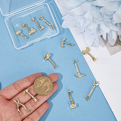 12 шт. 12 стиля подвески для инструментов из латуни с микропаве из прозрачного кубического циркония&nbsp;KK-BBC0021-90