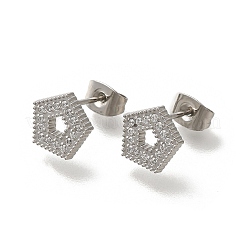 Pendientes de acero inoxidable 304 con micropavé de circonitas cúbicas transparentes&nbsp;EJEW-H018-03P-01