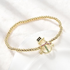 Рождественские браслеты из латуни с микропаве из кубических цирконий&nbsp;LS-BJEW-K289-01A-G