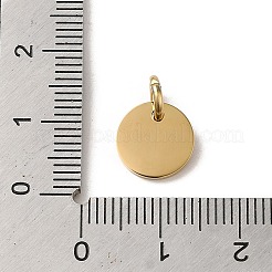 304ステンレススチールチャーム  丸カン付き  フラットラウンドのチャーム  14KGP本金メッキ  10x1.5mm  穴：3.7mm&nbsp;STAS-L022-313G