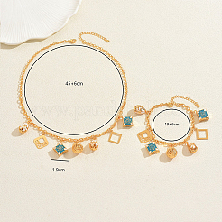 Комплекты ожерелий и браслетов из сплава с ромбовидной каплевидной формой и круглой эмалью для женщин&nbsp;PJ4309