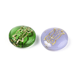 Плоские круглые стеклянные бусины в форме совы GLAA-T025-45M