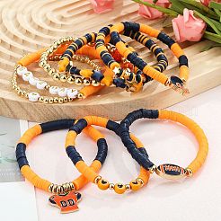 1 Set handgefertigte Polymer-Ton-Heishi-Perlen-Stretch-Armbänder&nbsp;BJEW-SZ0002-67A-01