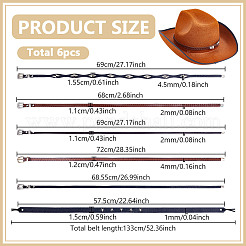 6 шт. 6 стиля кожаная повязка на шляпу&nbsp;AJEW-NB0006-83