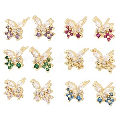 Boucles d'oreilles en laiton avec micro pavé de zircons cubiques pour femmes&nbsp;KK-A305-07G
