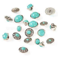 20 шт. 5 стиля плоских круглых кнопок из сплава BUTT-TA0001-16