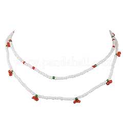Комплект украшений из стеклянной вишни и бисера NJEW-JN04647