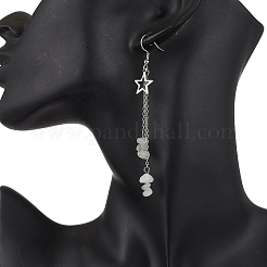 Серьги-подвески в форме звезды и луны из нержавеющей стали 304&nbsp;EJEW-JE06394