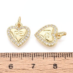 Pendenti in zirconi cubici trasparenti in micro pavè di ottone&nbsp;KK-T080-55G