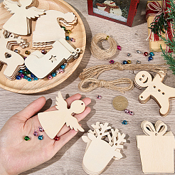 DIY Weihnachts-Dekorationssets für unfertige Holzanhänger&nbsp;WOOD-SC0001-88