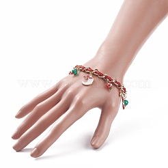 Bracelet à breloques en alliage de canne de bonbon de Noël&nbsp;BJEW-TA00090-02