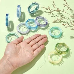 ポリエステル製メタリック糸（10本撚り）3巻  ラウンド  ジュエリー作りのための  ブルー  0.3mm&nbsp;MCOR-CJ0001-07B