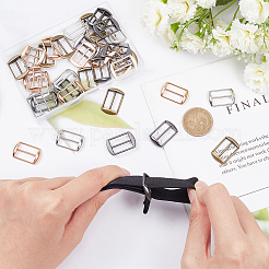 40 шт. 4-х цветные прямоугольные пряжки-слайдеры из сплава DIY-BC0012-18