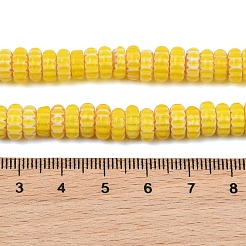 手作りのミルフィオーリ ランプワーク ビーズ  ロンデル  ゴールド  5~8x3~3.5mm  穴：1mm  約148個/連  15.71''（39.9センチメートル）&nbsp;LAMP-D009-01A-06