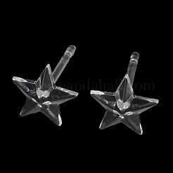 樹脂スタッドピアスパーツ  スター  透明  6.5x7mm  ピン：0.8mm&nbsp;FIND-H046-11