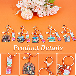 5 шт. 5-х цветные деревянные брелки ко Дню учителя&nbsp;AJEW-SP0001-41B