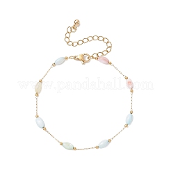 Браслеты из ракушек и овальных звеньев нержавеющей стали 304 для женщин&nbsp;BJEW-JB12379