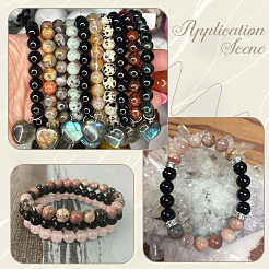 2 нити круглых бусин из натурального черного оникса (окрашенных и нагретых)&nbsp;G-SP0001-24