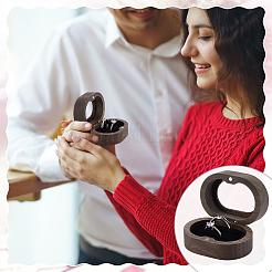 Овальные деревянные коробочки для хранения обручальных колец с бархатной внутри&nbsp;CON-WH0107-32