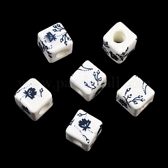 Perles de porcelaine à motifs floraux&nbsp;PORC-Q161-6