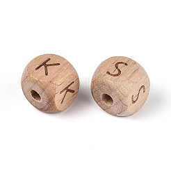 Гравированные бусины из бука&nbsp;WOOD-N022-08