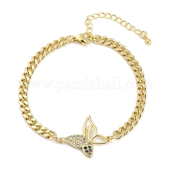Micro ottone spianare Braccialetti di collegamento zirconi&nbsp;BJEW-M050-04G-02