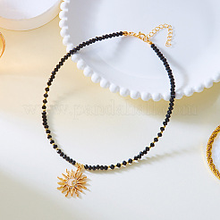 Collane con ciondolo a forma di sole in lega di zinco smaltata con strass di cristallo bohémien&nbsp;FS-WG8769D-02