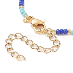 Bracciale a catena a maglie malocchio in ottone con perline di vetro per donna&nbsp;BJEW-JB09385