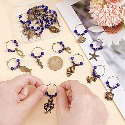 Подвески для бокалов из сплава и стеклянных бусин AJEW-GO00022