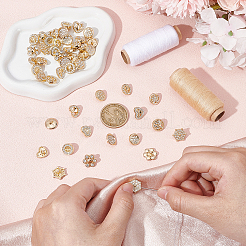 48 шт. 12-цветные пуговицы с тремя отверстиями из сплава со стразами на ножке BUTT-GA0001-43G