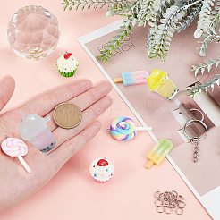 食品サンプルのキーホルダー作りキット  アクリル＆レジン＆ポリマークレイペンダントを含む  アイアンスプリットキーリング＆スプリットリング  ミックスカラー  ペンダント：8pcs / bag&nbsp;DIY-SC0018-32