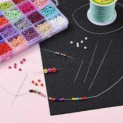 鉄の折りたたみ可能な大きな目ビーズ針  シードビーズ針  ジュエリー作りのためのビーズ刺繍針  プラチナ  57x0.5mm&nbsp;ES001Y-S-57mm-01