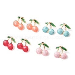 Серьги-гвоздики с эмалью из нержавеющей стали 304 вишни&nbsp;EJEW-B156-01G