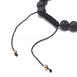 Bracelet en pierre de lave naturelle et perles tressées en acrylique&nbsp;BJEW-JB08554