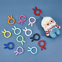 24 шт. 12-цветные запорные пружинные кольца из сплава с покрытием из краски для выпечки&nbsp;FIND-HY0002-41