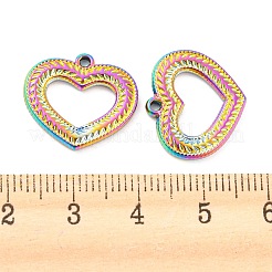 304ステンレスペンダント  ハートチャーム  虹色  16x18x2mm  穴：1.5mm&nbsp;STAS-I202-24RC