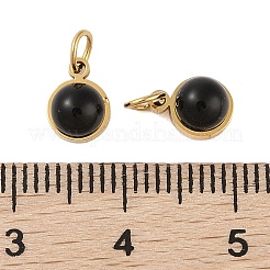Ionenplattierung (IP) natürlicher schwarzer Onyx (gefärbt und erhitzt) halbrunde Anhänger mit Biegering&nbsp;STAS-A097-05G-10
