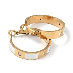 Orecchini a cerchio in acciaio inossidabile 304 con strass per donna&nbsp;EJEW-L283-053G-01