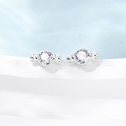 Серьги-гвоздики Candy 925 из стерлингового серебра с микропаве из прозрачных кубических цирконий&nbsp;EJEW-K317-14G