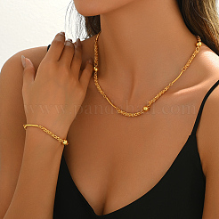 Комплекты цепочек и браслетов из латунных круглых бусин для женских вечеринок CT1854