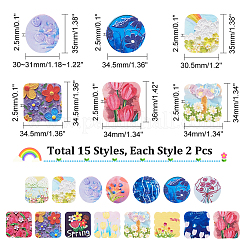 30pcs 15 cabochons acryliques de style&nbsp;MACR-CA0001-35