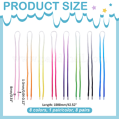 8 пара двухцветных градиентных полиэстеровых шнурков&nbsp;AJEW-ME0001-76