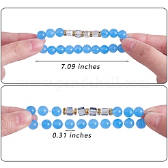 4 шт. 4 стильных браслета из натурального малайзийского нефрита и синтетического цитрина со стеклянными бусинами&nbsp;BJEW-SW00105-03