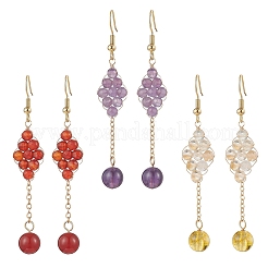 Серьги-подвески из натурального агата EJEW-TA00660