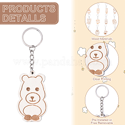 Наборы деревянных брелоков с изображением животных&nbsp;KEYC-YWC0001-04