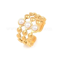 Открытые кольца для манжеты из нержавеющей стали 304 с АБС-пластиком и жемчужным блеском.&nbsp;RJEW-Z137-01G