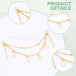 50 шт. подвески в виде звезды и луны из нержавеющей стали на цепочке для обуви AJEW-PH01579